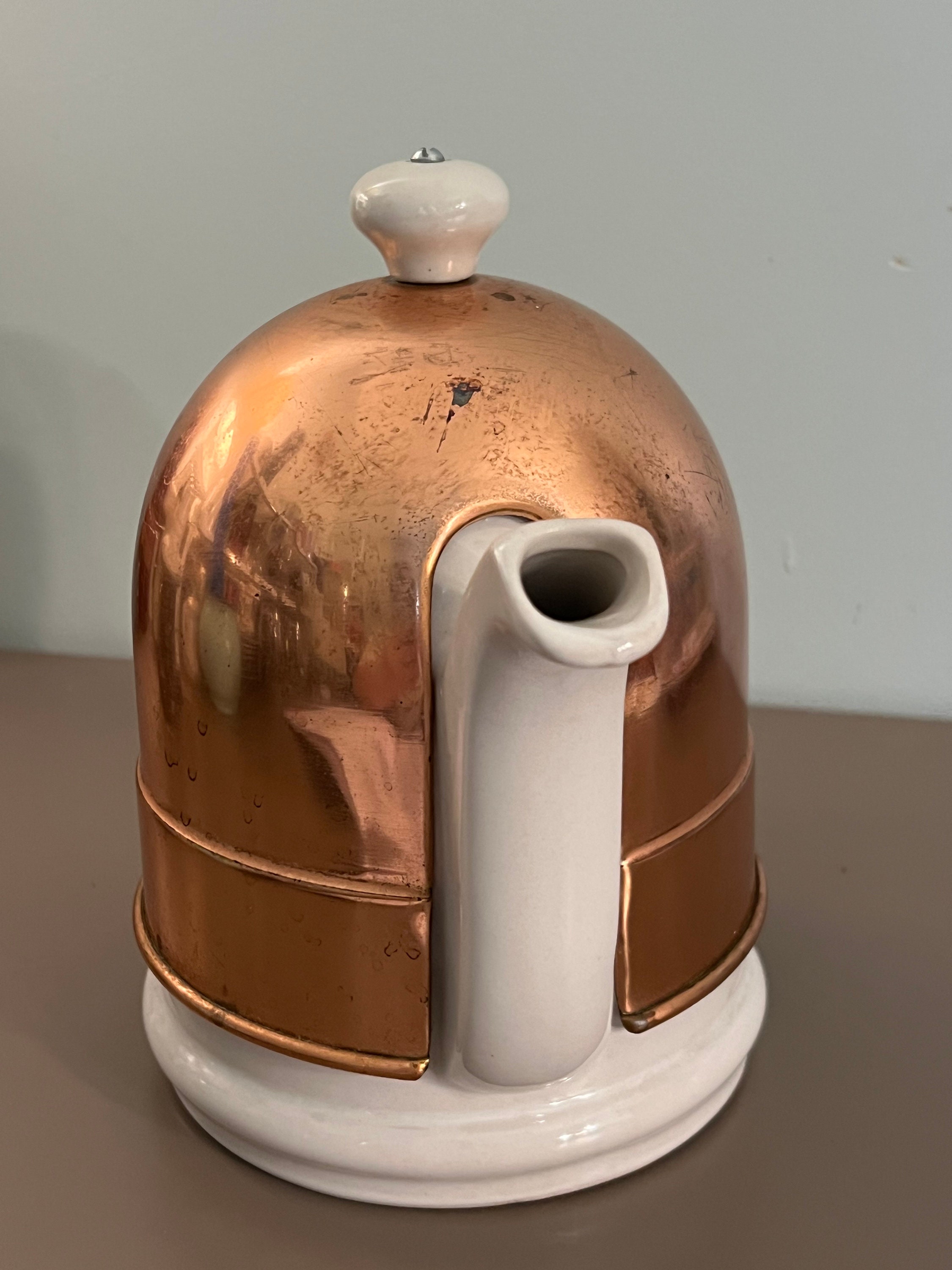 Vintage Porcelain Teapot With Lined Copper Tea Cozy Etsy