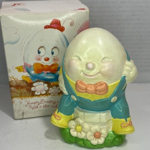 Vintage Avon Humpty Dumpty Hand Painted Earthenware Coin Bank Original Box