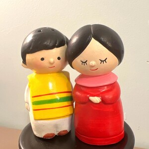 Mid Century Boy and Girl Salt and Pepper Shakers Handmade in Korea