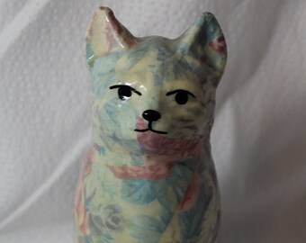 Floral Cat Figurine Etsy