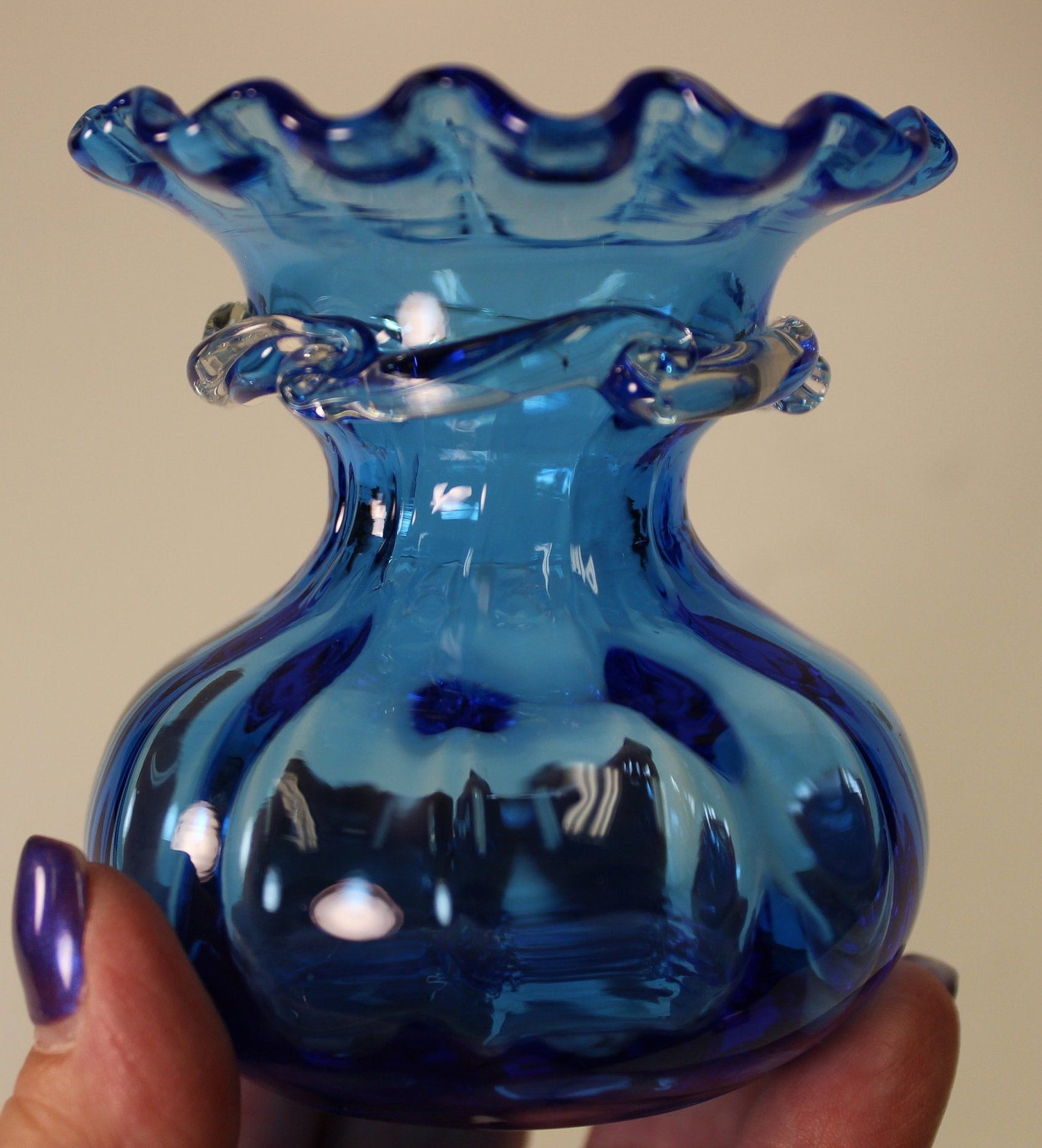 Sky Blue Hand Blown Vase Etsy