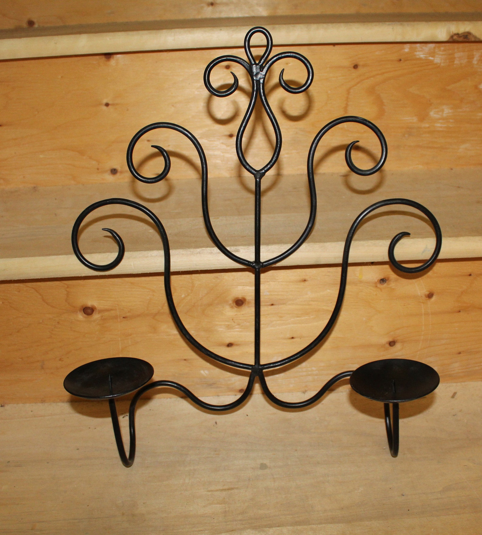 Wall Mounted Wrought Iron Candle Holder Etsy