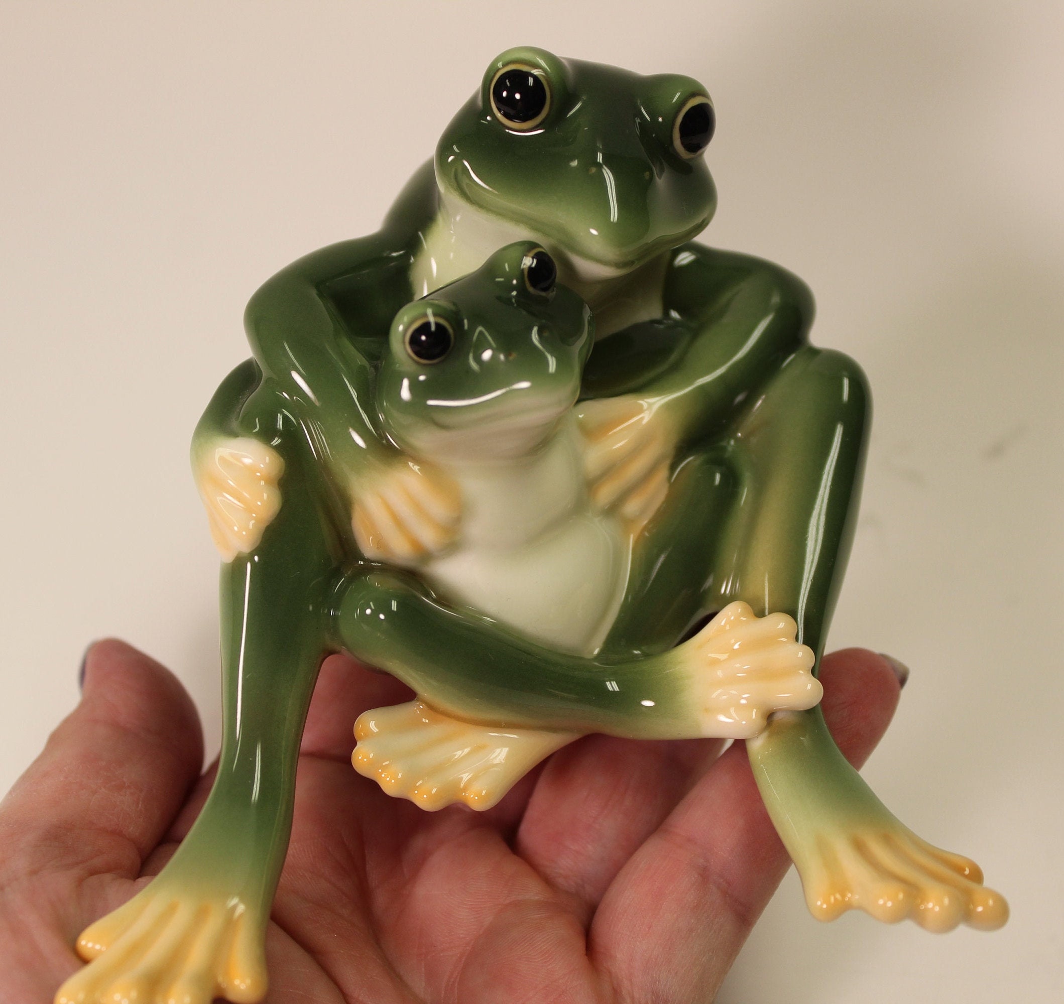 Franz Porcelain Amphibia Frog Mother & Daughter Figurine Etsy UK