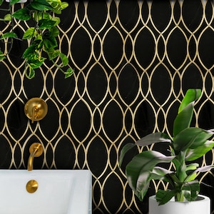 Marble Tile with Brass Inlay