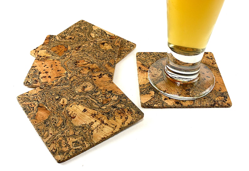 Modern Square Cork Drink Coaster Set