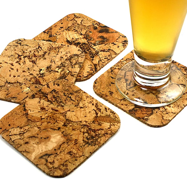 Square Decorative Cork Coasters for Drinks, Beer Coasters, Cup Coasters, Bar Coasters, Sustainable Coasters