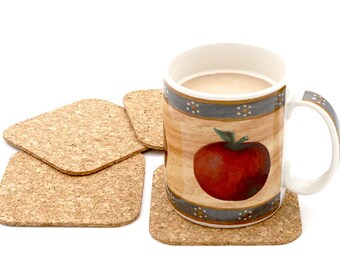 Pleasingly Simple Square Cork Coasters for Drinks, Beer Coasters, Cup Coasters, Bar Coasters, Sustainable Coasters 4"x4"