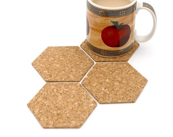 Hexagon Simply Pleasing Cork Drink Coaster Set, Modern Coasters for Drinks