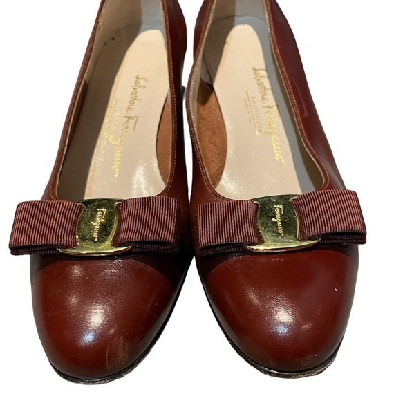 Salvatore Ferragamo Vara Leather Heels Brown Size… - image 7