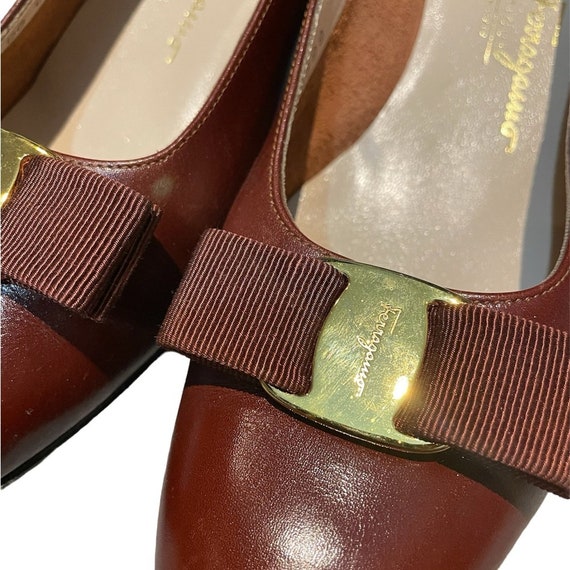 Salvatore Ferragamo Vara Leather Heels Brown Size… - image 2