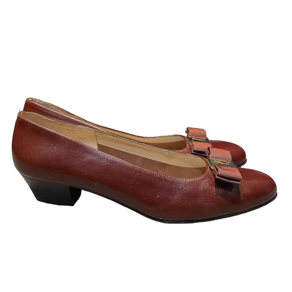 Salvatore Ferragamo Vara Leather Heels Brown Size… - image 5