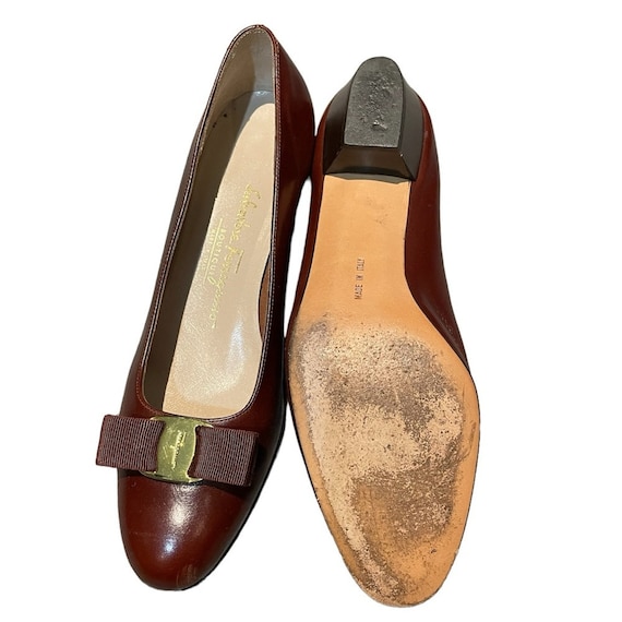 Salvatore Ferragamo Vara Leather Heels Brown Size… - image 4