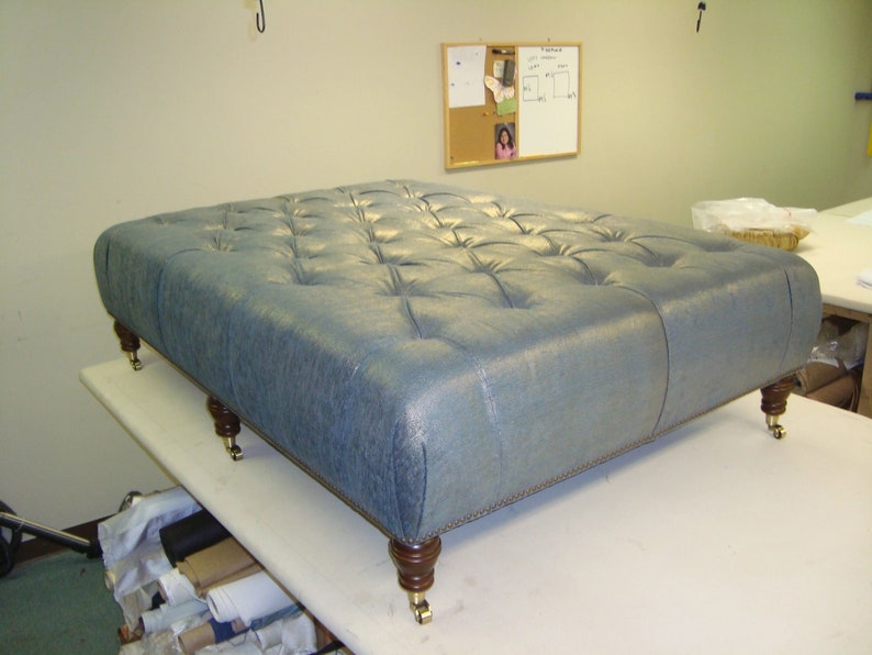 Custom Square Ottoman / Large Tufted Ottoman / Tufted Ottoman Coffe