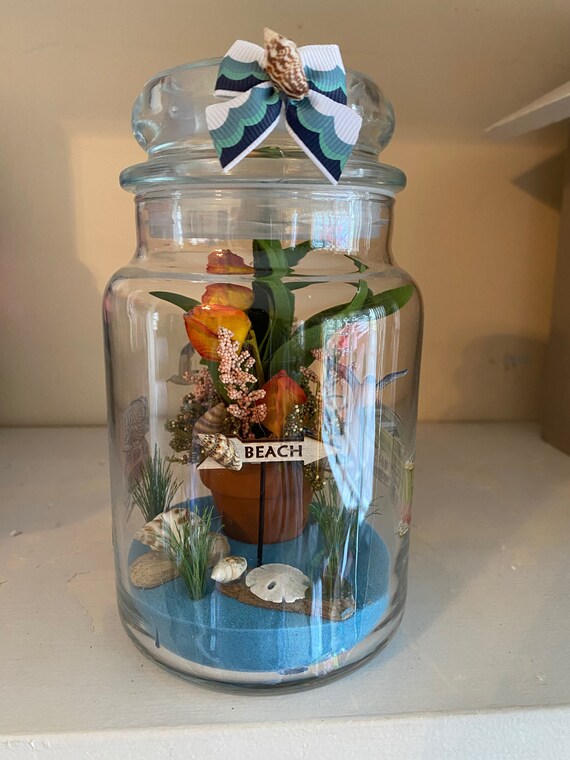 Large Glass Beach Jars, Decorative Beach Glass Jars, Beach, Sand, Table  Decor, Beach Decor, Decorative Jars, Gifts, Water, Seashell Gifts