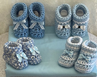 Hand Crochet Baby Bootie's,Football Bootie's,Soccer Bootie's,Newborn,Infant,Boy Bootie's,Baby Shower Gift's,Keepsake Gift's,Gift Box