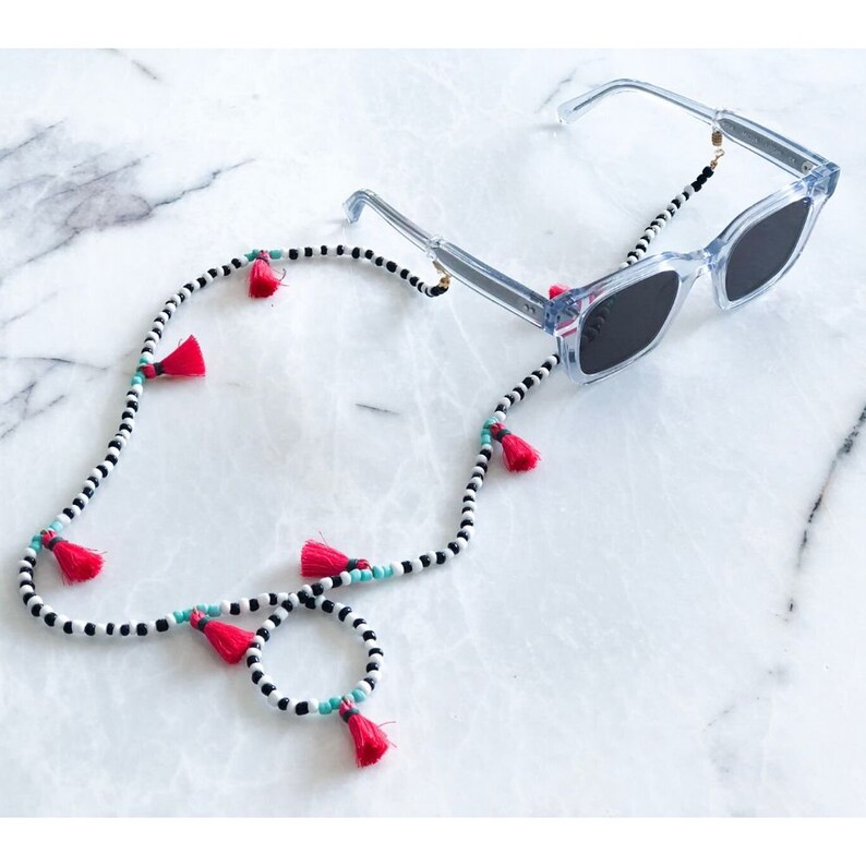 Mykonos Sunglass Strap Beaded With Tassels Eyeglass Chain Etsy