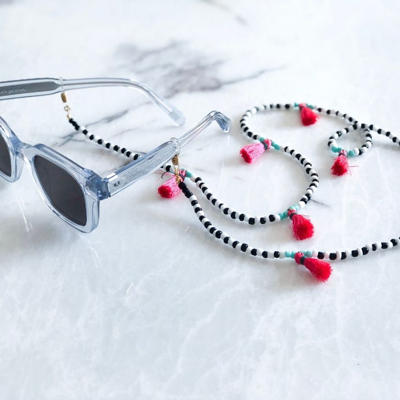 Mykonos Sunglass Strap Beaded With Tassels Eyeglass Chain Etsy