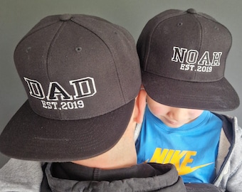 Personalisierte PAPA SNAPBACK Cap Cappy Mütze, mit den Kindernamen, bestickt, Geschenk für Väter zum Vatertag, Geburtstag, Ostern, Geburt,3d