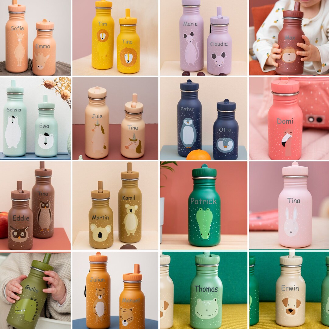 Kinder Edelstahl Trinkflasche mit Namen personalisiert / Kindergarten