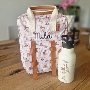 EliNik Kinder Rucksack mit Namen bestickt Rucksack für Kindergarten Kita Rucksack mit Namen Personalisierter Rucksack Trinkflasche Bild 1