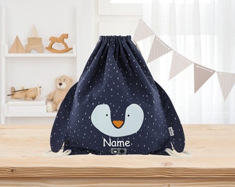 TRIXIE Kinderturnbeutel MIT NAMEN personalisiert / Turnbeutel / Turntasche / Trixie Turnbeutel für Kinder Pinguin