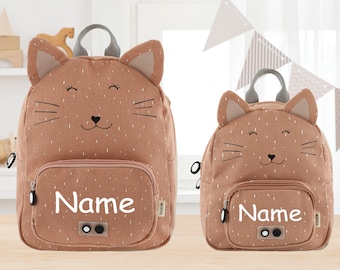 Trixie kindergarten backpack personalized with name / children's backpack large and small / daycare backpack embroidered with name / chest strap cat