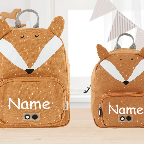 Sac à dos de maternelle Trixie personnalisé avec nom / sac à dos pour enfants grand et petit / sac à dos de garderie brodé avec nom / sangle de poitrine - renard