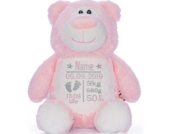Peluche con nome 40 cm peluche per neonati nascita battesimo regalo orsetto rosa