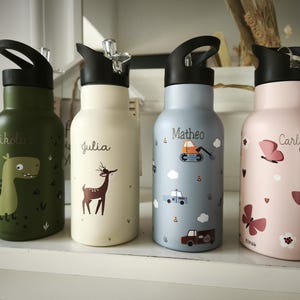 Borraccia Personalizzata con Coperchio con Cannuccia per la Scuola in Acciaio Inox con Incisione Personalizzata Borraccia Sportiva con nome per