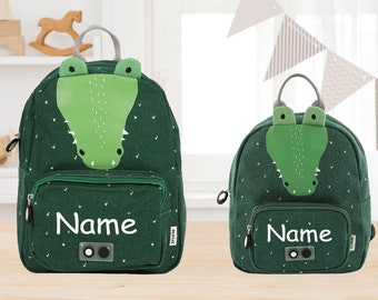 Trixie Kindergartenrucksack mit Namen personalisiert / Kinderrucksack groß und klein / Kita Rucksack bestickt mit Namen / Brustgurt- Croco