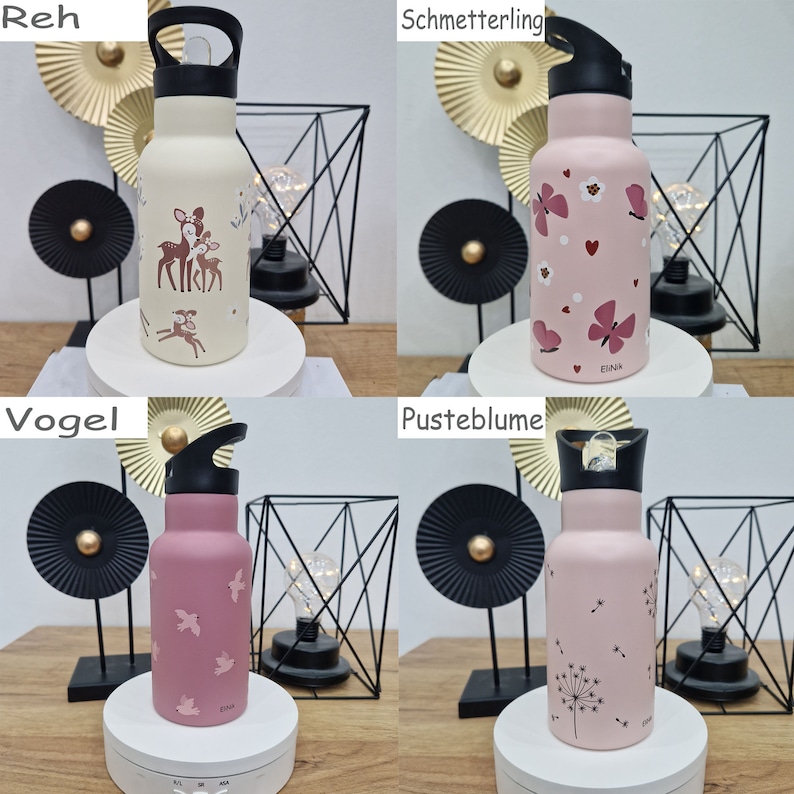 Kinder Trinkflasche mit Namen personalisiert aus Edelstahl / Kita / EliNik / Kindergarten-Flasche / Wasserflasche / Schule / Kindergeschenk Bild 3