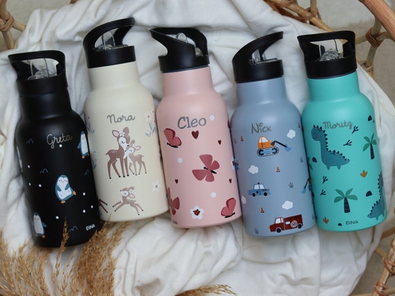 Kinder Edelstahl Trinkflasche mit Namen graviert / Edelstahl Trinkflasche personalisiert mit Namen