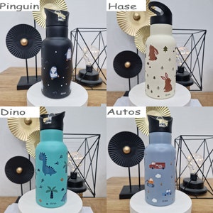 Kinder Trinkflasche mit Namen personalisiert aus Edelstahl / Kita / EliNik / Kindergarten-Flasche / Wasserflasche / Schule / Kindergeschenk Bild 2