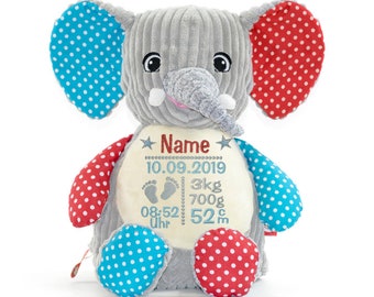 Peluche con nome 40 cm peluche per neonati nascita battesimo regalo elefante colorato