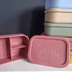 Boîte à lunch personnalisée, boîte à lunch pour enfants avec nom, boîte à lunch personnalisée, boîte à lunch en silicone, boîte à lunch, cadeaux personnalisés EliNik
