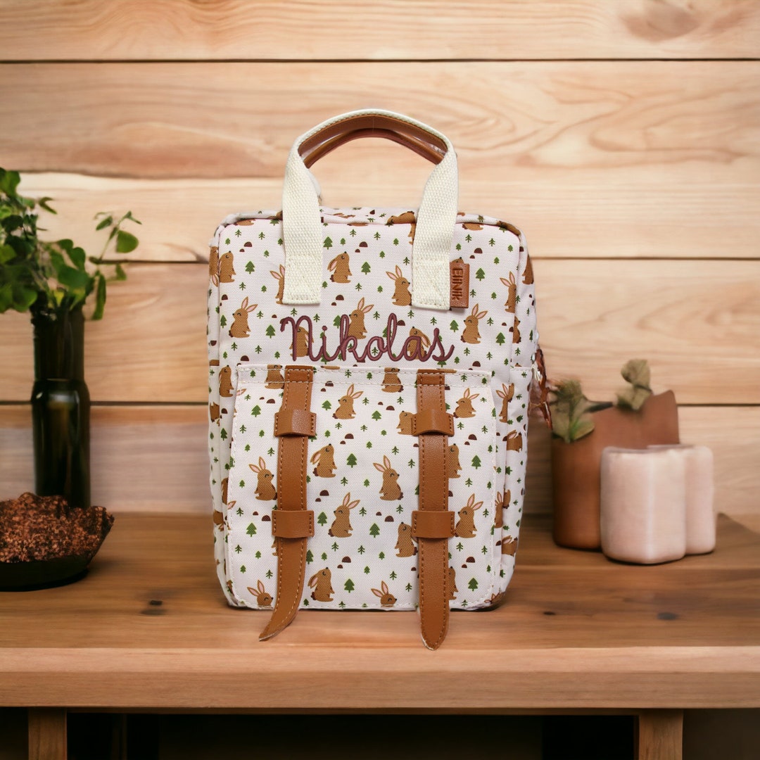 Kidslino Zaino Personalizzato Per Bambini Con Nome, Design Coniglio Trixie, Per Asilo, Con Bottiglia Opzionale - 3
