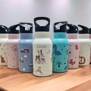 Children's stainless steel drinking bottle engraved with name / stainless steel drinking bottle personalized with name