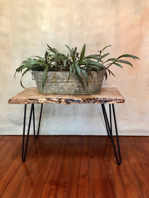 wood hairpin end table