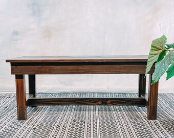 Dark Wood Bench - Etsy