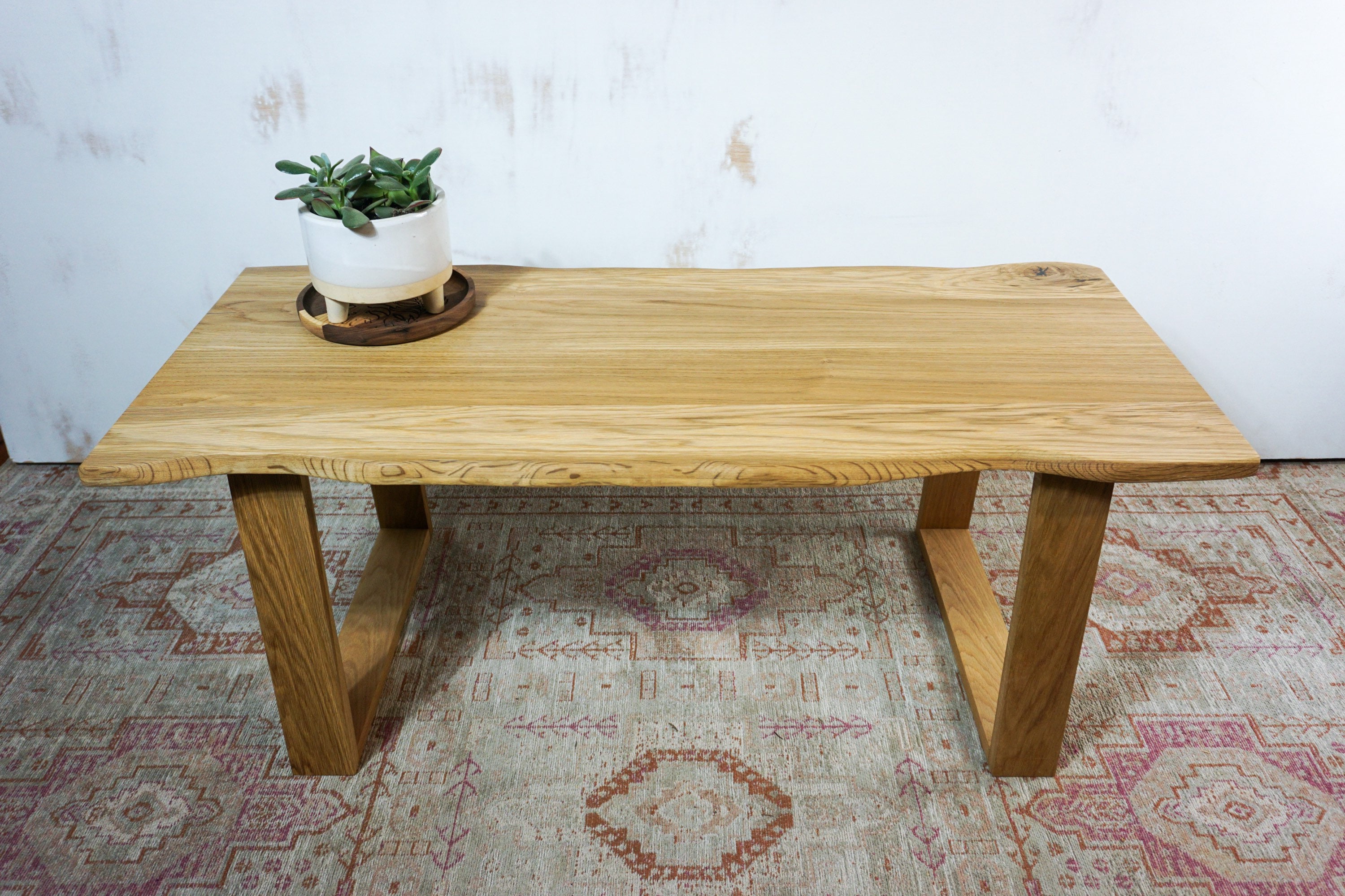 White Oak Coffee Table, Live Edge, Mid Century Modern, Living Room Furniture, End Table, Solid ...