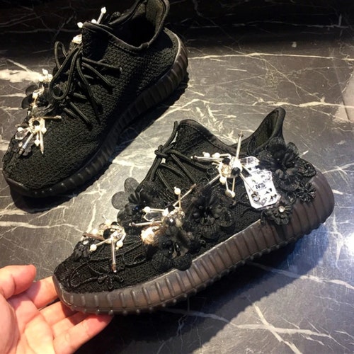 Custom Flower Mesh and Rhinestone shops Sneakers