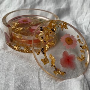 Pink Flower Coaster Set