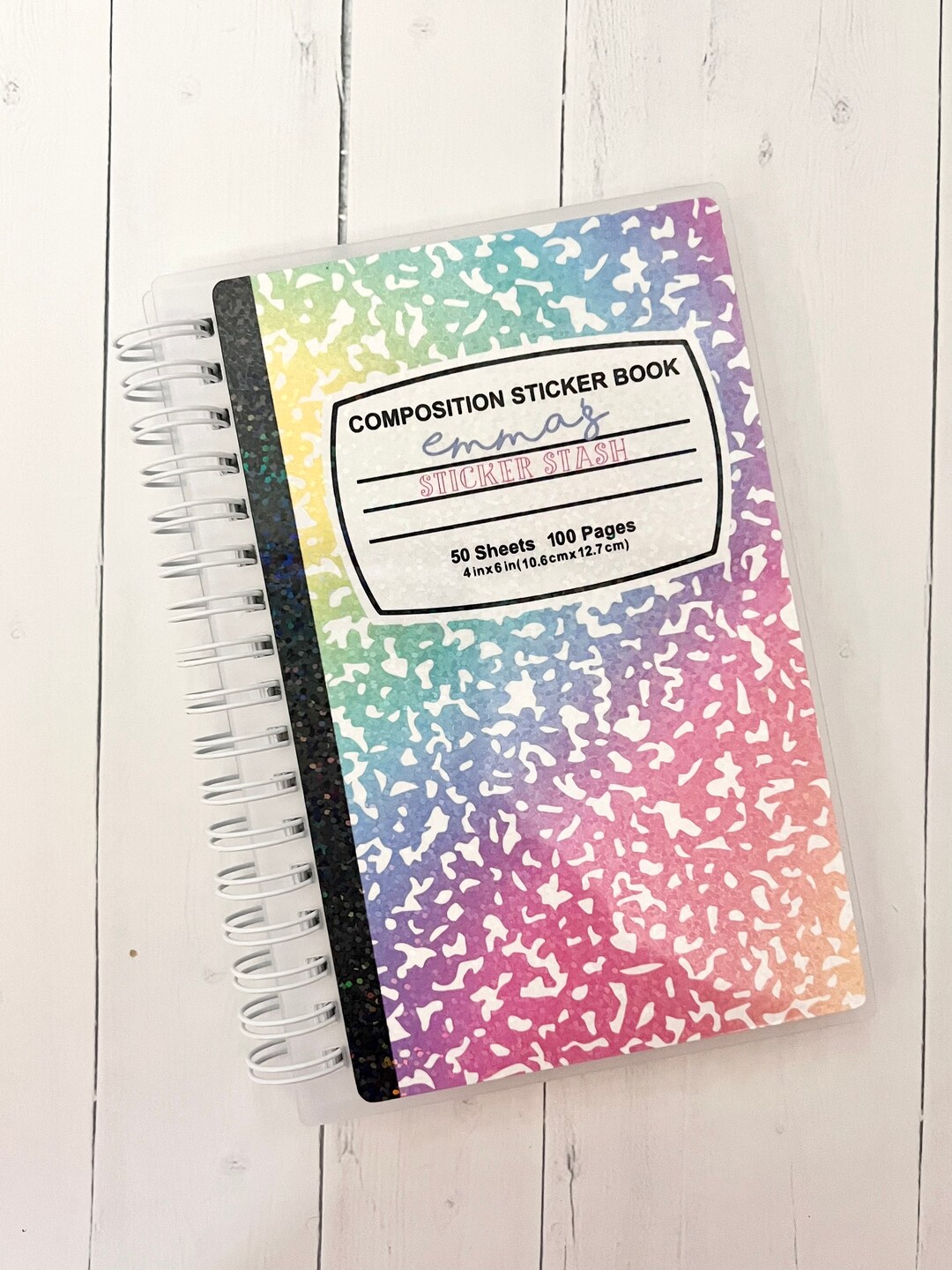 Personalized Composition Notebook Cover Reusable Sticker Book Etsy