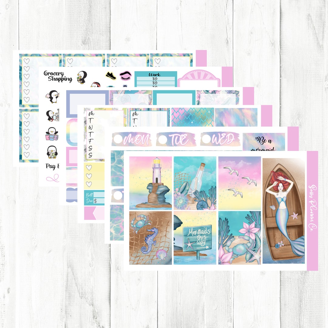 Mermaid Cove Weekly Planner Kit, Planner Sticker Kit, Weekly Planner ...