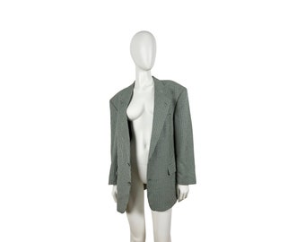 Vintage-Blazer aus grün karierter Wolle, Größe L