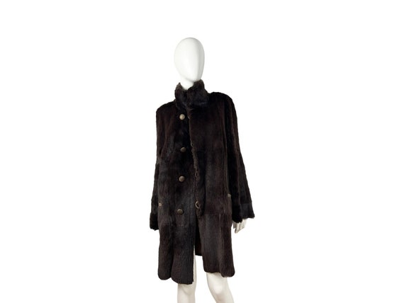 Vintage 90s brown reversible coat in brown and go… - image 2