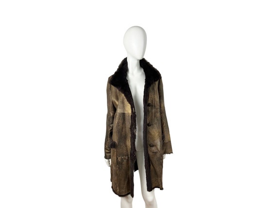 Vintage 90s brown reversible coat in brown and go… - image 5
