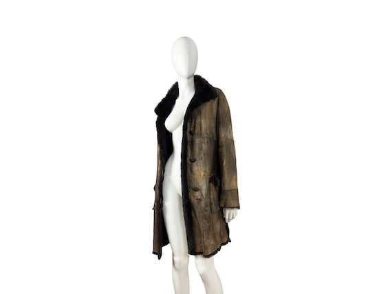 Vintage 90s brown reversible coat in brown and go… - image 1