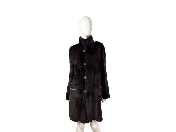 Vintage 90s brown reversible coat in brown and go… - image 3