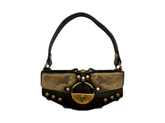 Vintage Diesel Rubens Shoulder Bag in Floral Embossed Black 